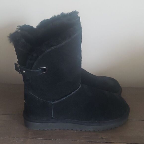 Koolaburra Shoes - KOOLABURRA BY UGG Womens REMLEY 1105792 Black Suede Buckle Boots Size 6